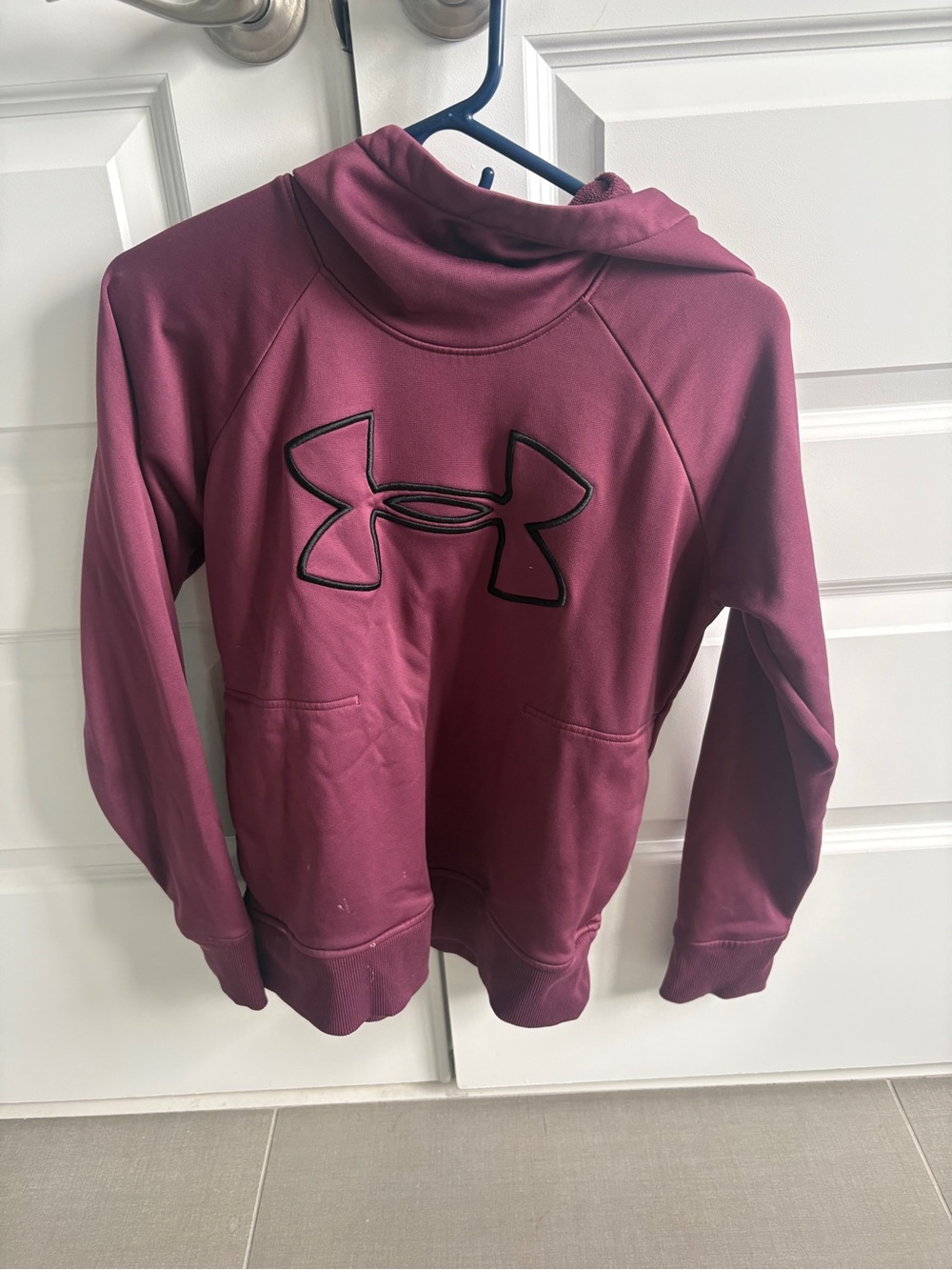 Under Armour Women's Burgundy Pullover Hoodie with Black Logo